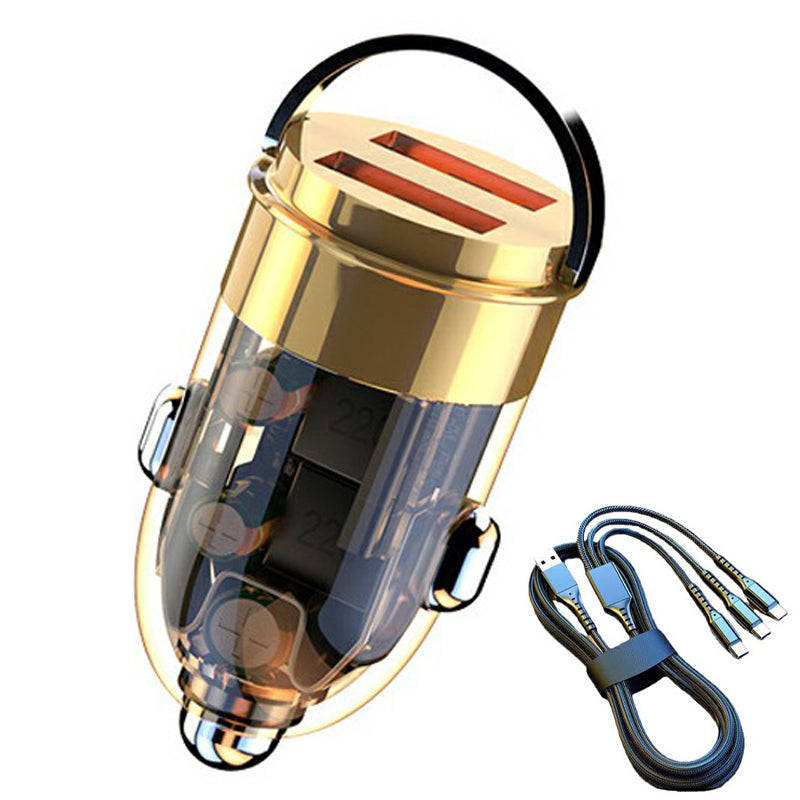 G22S 12-24V 240W Dual USB Phone Fast Charging Adapter Zinc Alloy Car Charger with 100W 3-in-1 Cable G22S 12-24V 240W Dual USB Phone Fast Charging Adapter Zinc Alloy Car Charger with 100W 3-in-1 Cable